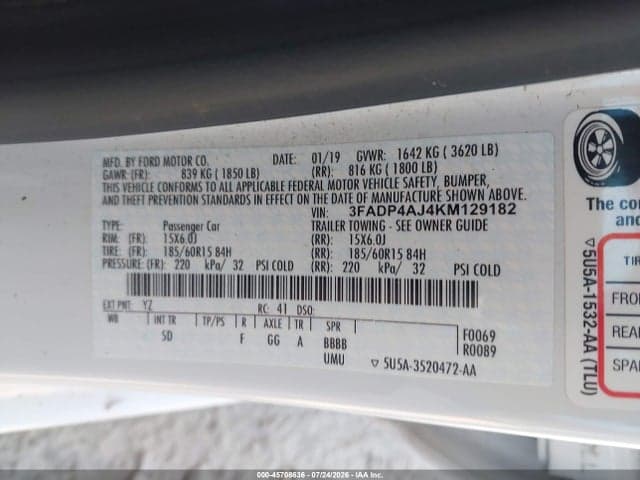 2019 FORD FIESTA S 9
