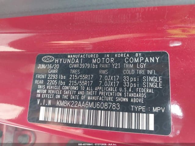 2021 HYUNDAI KONA SEL 9