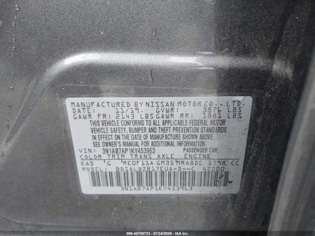 2019 NISSAN SENTRA SV 9
