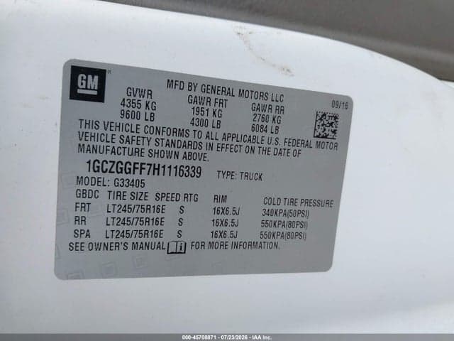 2017 CHEVROLET EXPRESS 3500 WORK VAN 9