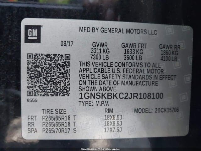2018 CHEVROLET TAHOE LT 9