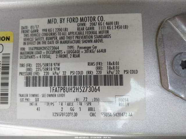 2017 FORD MUSTANG ECOBOOST PREMIUM 9
