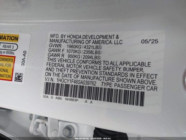2025 HONDA ACCORD SE 9
