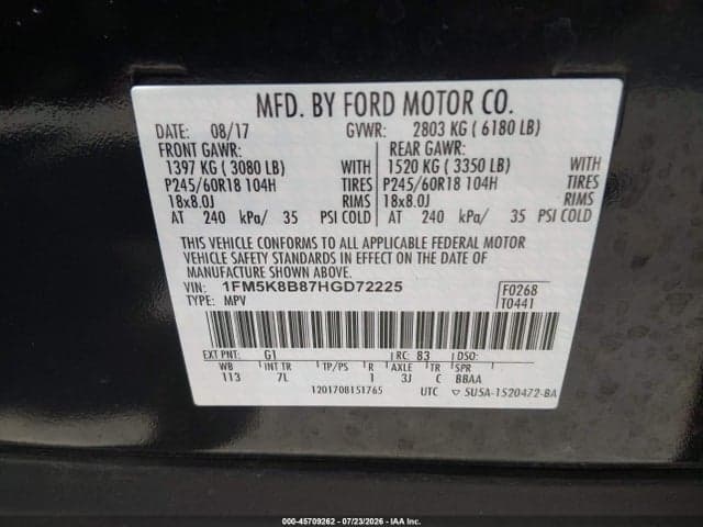 2017 FORD EXPLORER 9