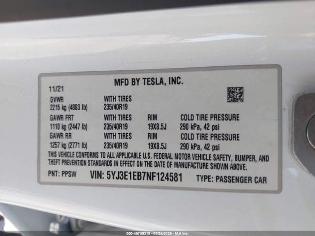 2022 TESLA MODEL 3 LONG RANGE DUAL MOTOR ALL-WHEEL DRIVE 9