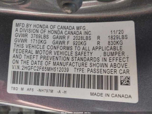 2021 HONDA CIVIC LX 9