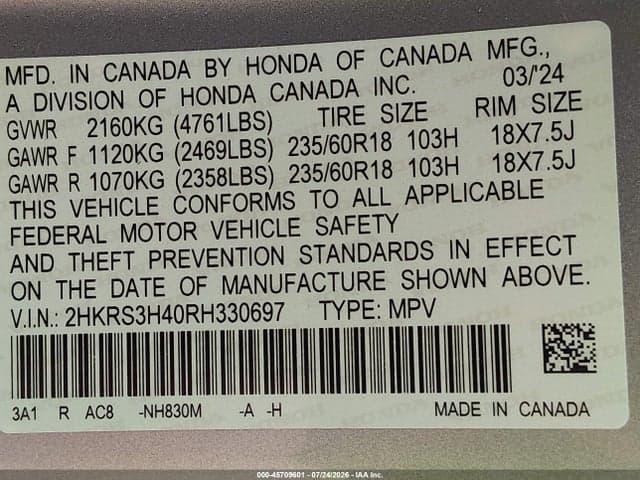 2024 HONDA CR-V EX 2WD 9