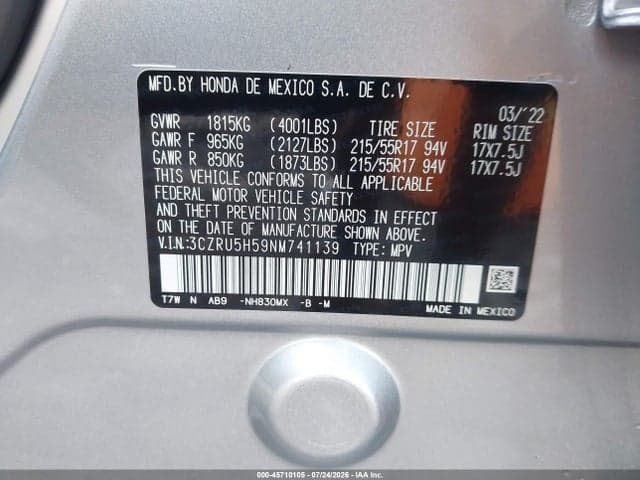 2022 HONDA HR-V 9