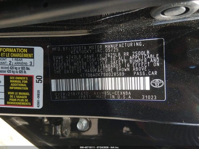 2025 TOYOTA CAMRY LE 9