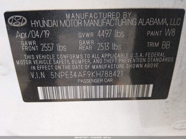 2019 HYUNDAI SONATA SEL 9