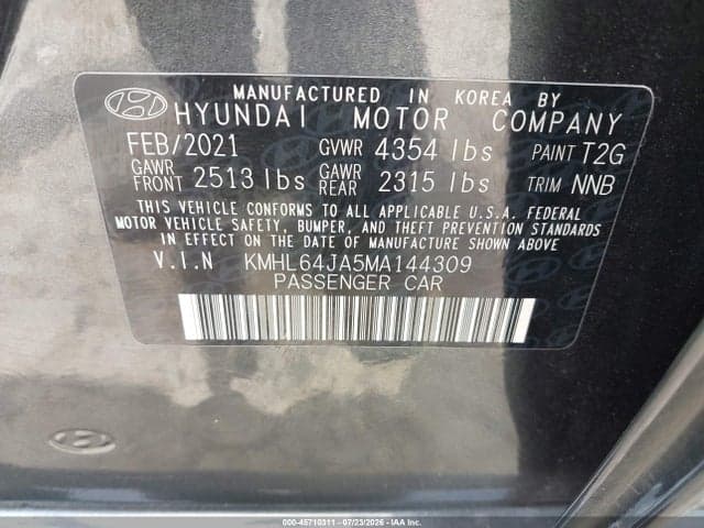 2021 HYUNDAI SONATA SEL 9