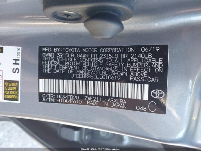 2020 TOYOTA COROLLA HYBRID LE 9