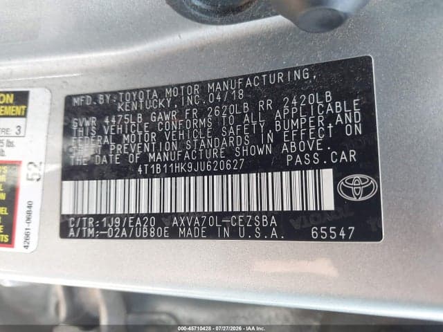 2018 TOYOTA CAMRY SE 9