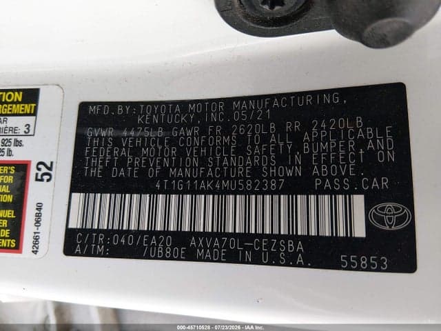 2021 TOYOTA CAMRY SE 9