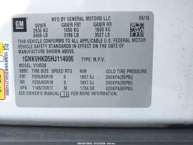 2017 CHEVROLET TRAVERSE LT 9