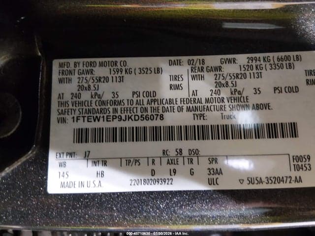 2018 FORD F-150 LARIAT 9