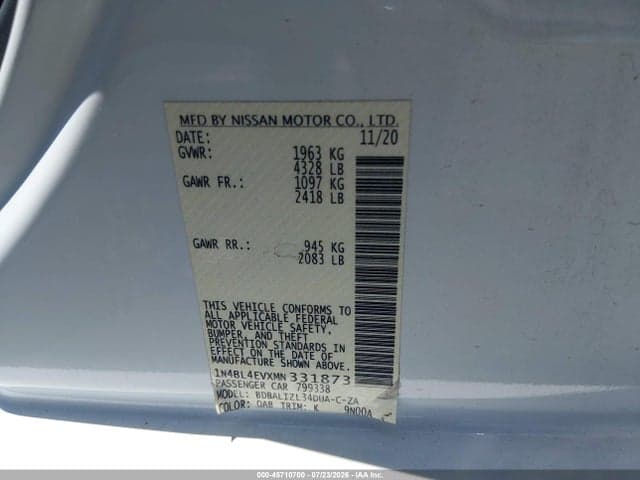 2021 NISSAN ALTIMA SL FWD 9