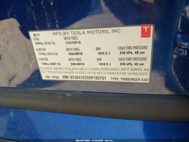 2017 TESLA MODEL S 100D/60D/75D/90D/P100D 9