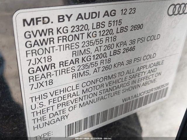 2024 AUDI Q3 PREMIUM 40 TFSI QUATTRO TIPTRONIC 9