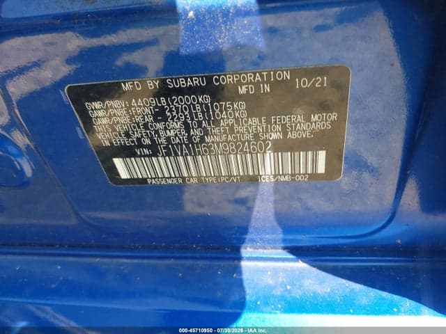 2021 SUBARU WRX LIMITED 9
