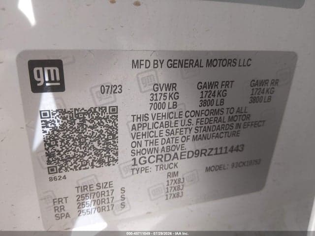 2024 CHEVROLET SILVERADO 1500 4WD STANDARD BED WT 9