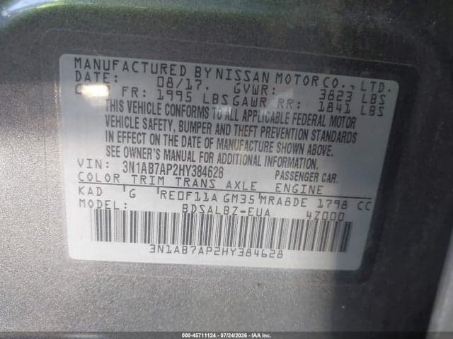 2017 NISSAN SENTRA S 9
