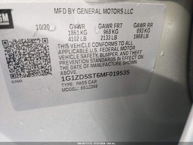 2021 CHEVROLET MALIBU FWD LT 9
