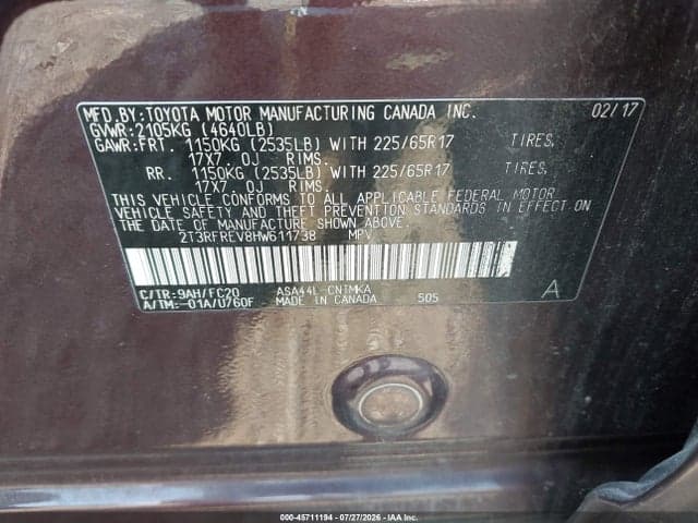 2017 TOYOTA RAV4 XLE 9