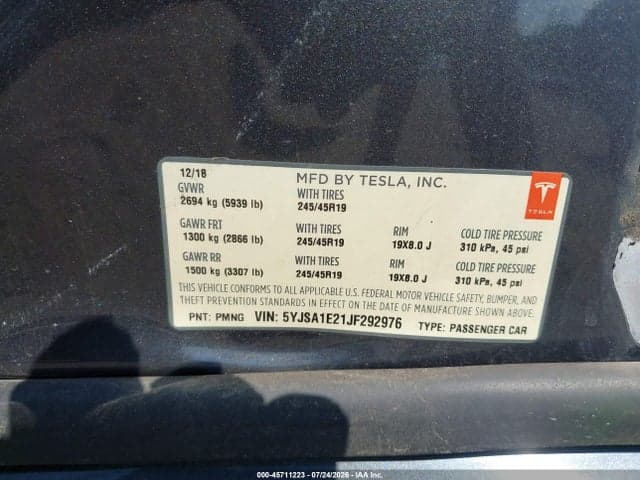 2018 TESLA MODEL S 100D/75D/P100D 9
