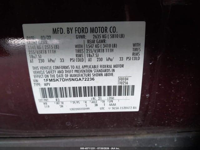 2022 FORD EXPLORER XLT 9