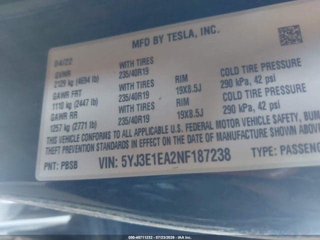 2022 TESLA MODEL 3 REAR-WHEEL DRIVE 9