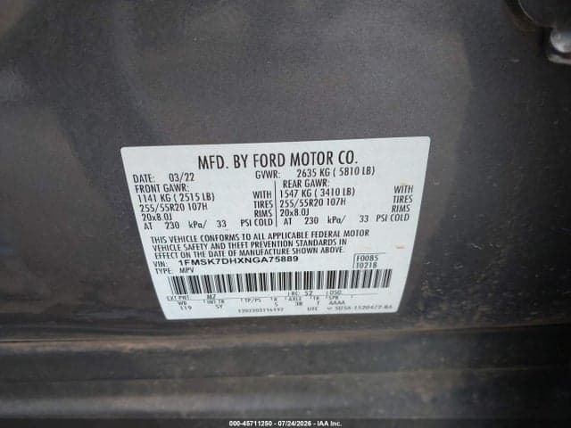 2022 FORD EXPLORER XLT 9