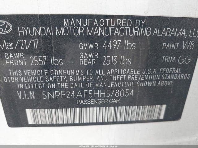 2017 HYUNDAI SONATA 9