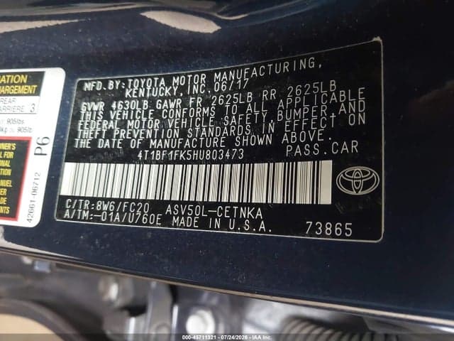 2017 TOYOTA CAMRY LE 9