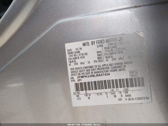 2020 FORD EDGE SEL 9