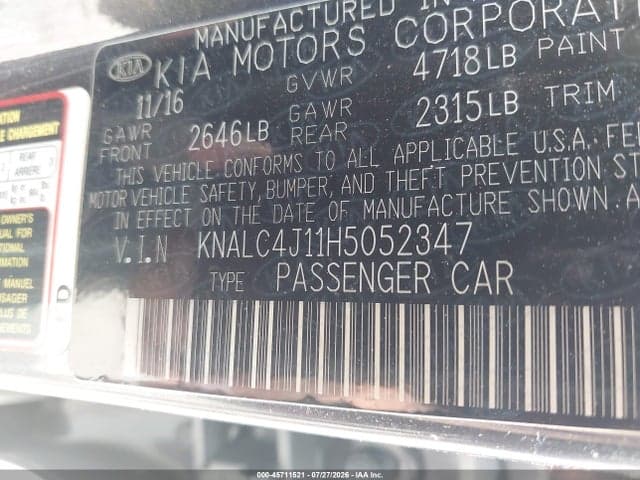 2017 KIA CADENZA PREMIUM 9