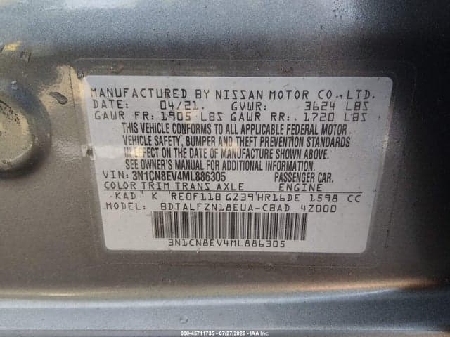2021 NISSAN VERSA SV XTRONIC CVT 9