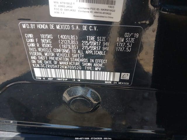 2019 HONDA HR-V EX-L 9