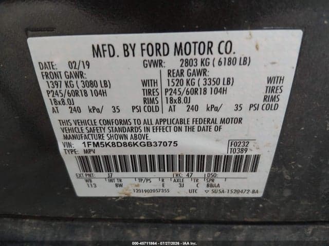 2019 FORD EXPLORER XLT 9