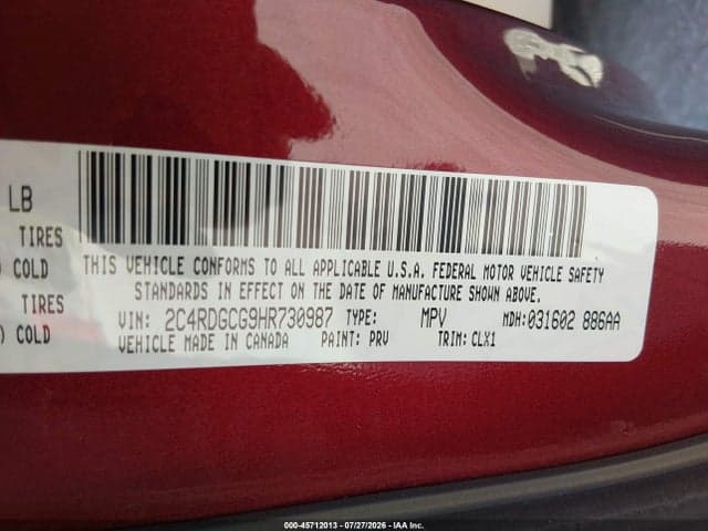 2017 DODGE GRAND CARAVAN SXT 9