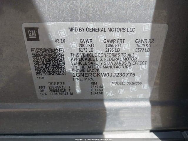 2018 CHEVROLET TRAVERSE LT CLOTH 9