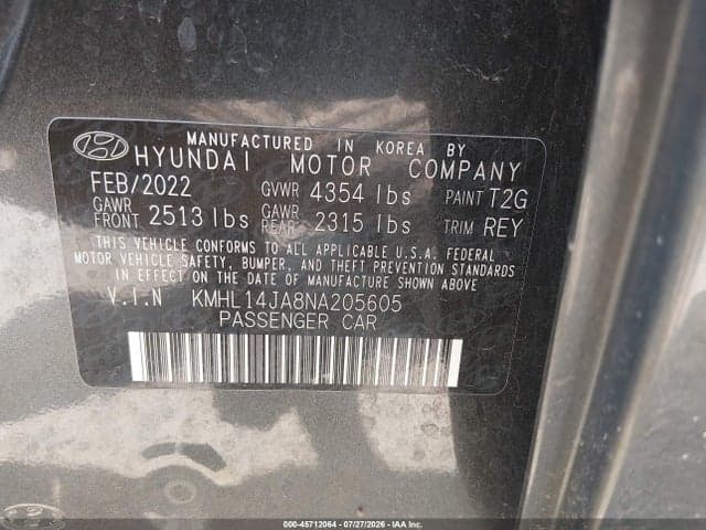 2022 HYUNDAI SONATA SEL 9