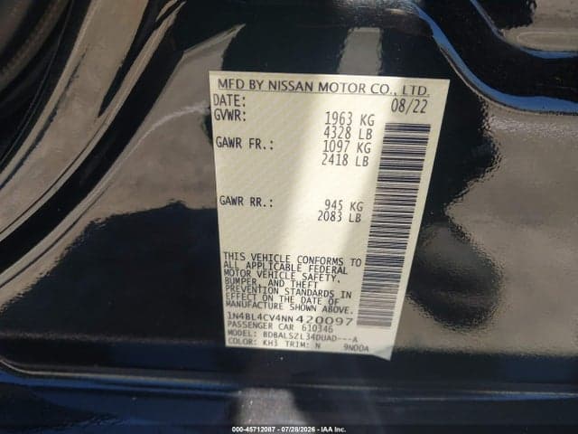2022 NISSAN ALTIMA SR FWD 9