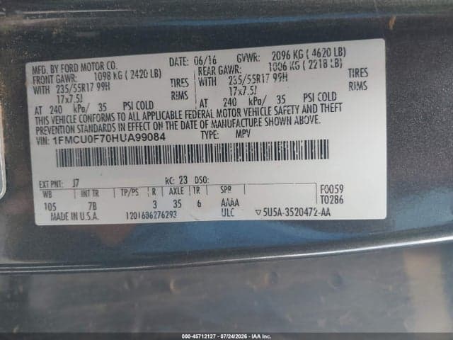2017 FORD ESCAPE S 9