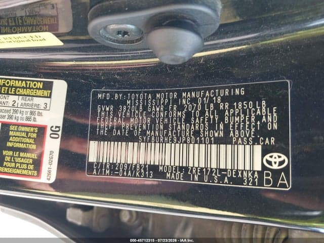 2018 TOYOTA COROLLA LE 9