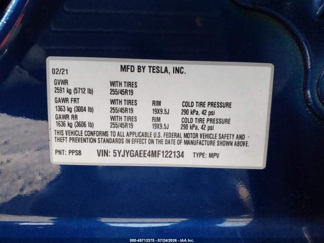 2021 TESLA MODEL Y LONG RANGE DUAL MOTOR ALL-WHEEL DRIVE 9