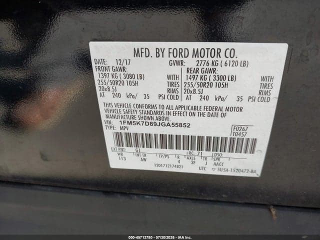 2018 FORD EXPLORER XLT 9