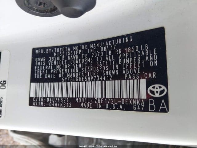 2017 TOYOTA COROLLA LE 9