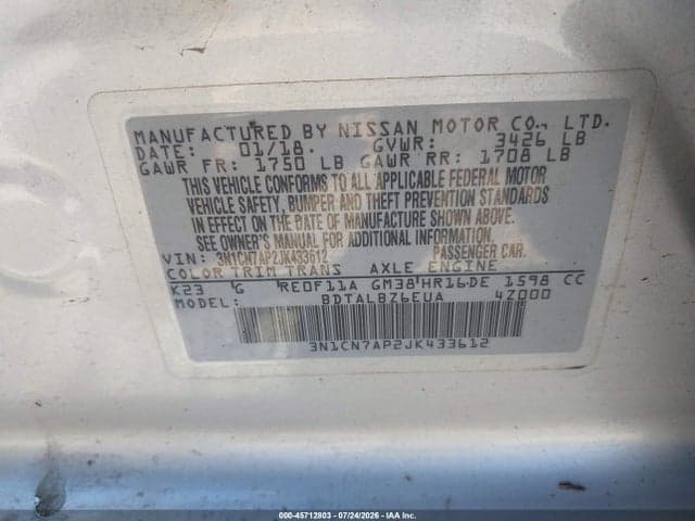 2018 NISSAN VERSA 1.6 SV 9