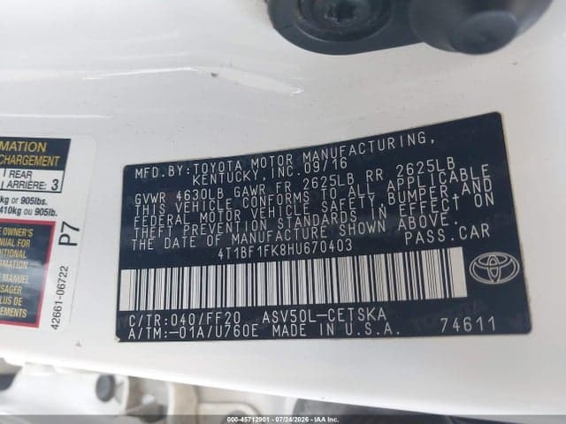 2017 TOYOTA CAMRY SE 9